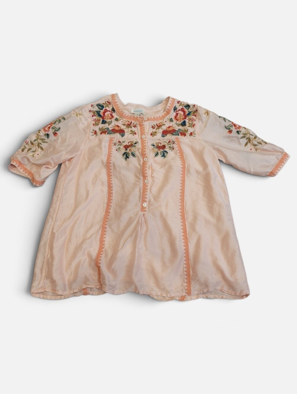 Sundance Womens Modal & Silk Embroidered Top Size Small